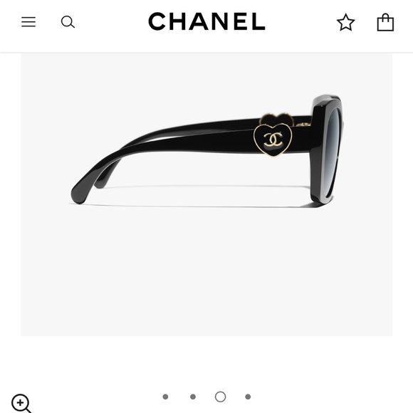 Chanel charming heart large square polarized sunglasses black w/case - Picture 4 of 9